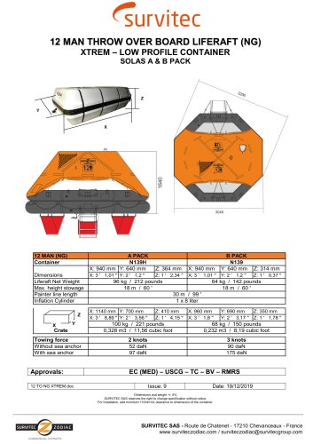 12 MAN THROW OVER BOARD LIFERAFT (NG) XTREM – LOW PROFILE CONTAINER