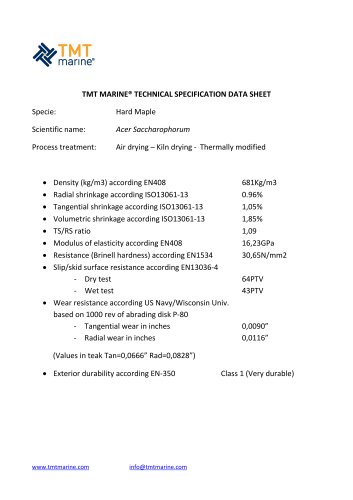 TMT MARINE&reg;TECHNICAL SPECIFICATION DATA SHEET