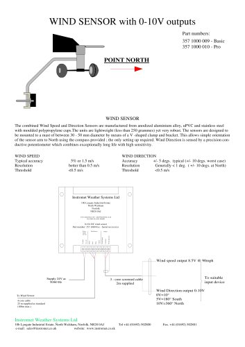 WIND SENSOR with 0-10V outputs