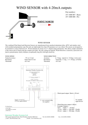 WIND SENSOR with 4-20mA outputs