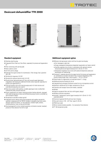 Desiccant dehumidifier TTR 2000