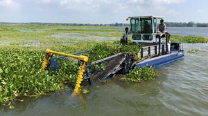 barco removedor de plantas aquáticas