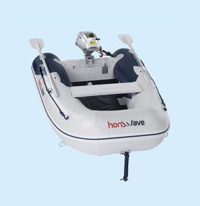 barco inflável com motor de popa / com piso ripado