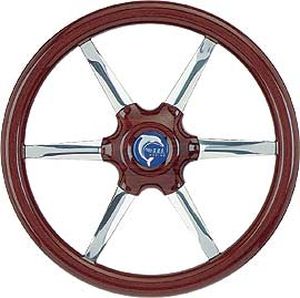 volante para barco a motor em madeira