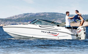 lancha de proa aberta com motor de popa / com console dupla / bowrider / para esqui aquático
