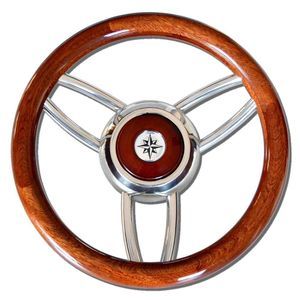 volante para barco a motor em madeira