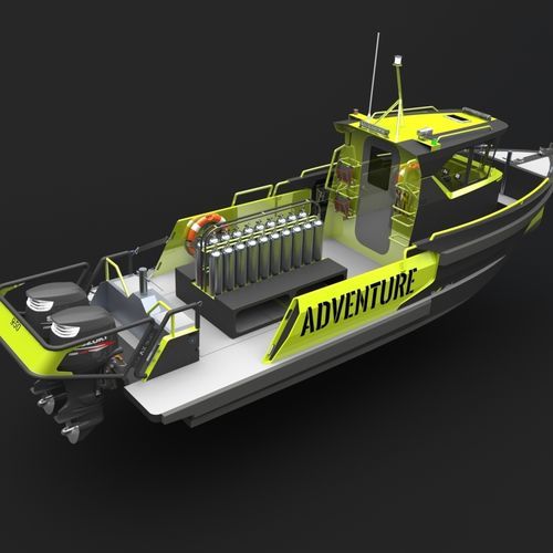 Lancha de console central com motor de popa - 950A - SEAX BOATS - bimotor / com cockpit fechado / de mergulho