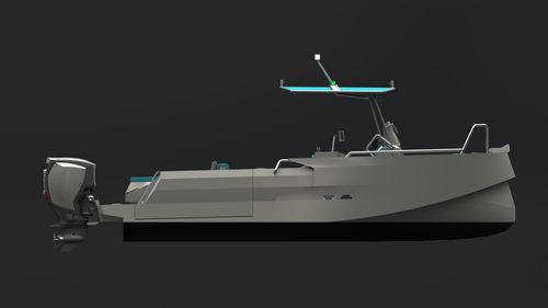 Lancha de console central com motor de popa - 950L - SEAX BOATS - bimotor / de resgate / em alumínio