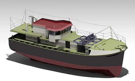 Barco profissional atuneiro cercador - Chokka  - Sachal Shipyard - com motor de centro
