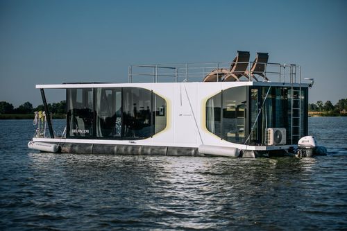 Barco-casa catamarã - Delfin 374 - Catamarans-HT - com motor de centro
