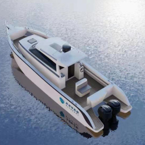 Lancha Express Cruiser com motor de popa - ROC 1250 - Qingdao Allheart Marine Co., Ltd. - bimotor / com casa do leme / com solário