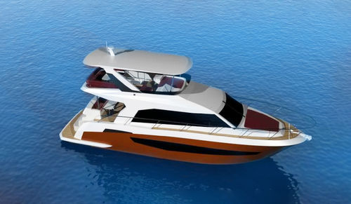 Lancha Express Cruiser com motor de centro - LEISURE 1400 - Qingdao Allheart Marine Co., Ltd. - trimotor / com flybridge / em alumínio