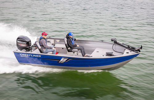 Bay boat com motor de popa - 1600 VISION TILLER  - Crestliner - de pesca esportiva / em alumínio / máx. 5 pessoas