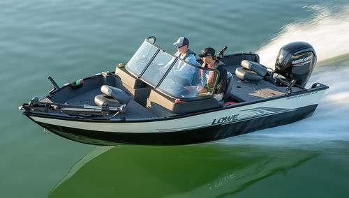 Bass boat com motor de popa - FM 1675 WT - Lowe - com console dupla / open / de pesca esportiva
