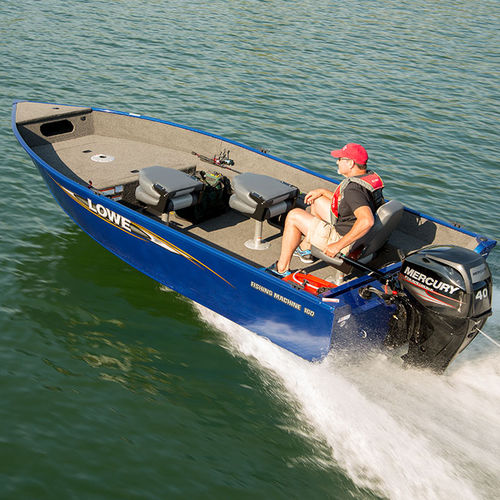 Bass boat com motor de popa - FM 160 T - Lowe - open / de pesca esportiva / em alumínio