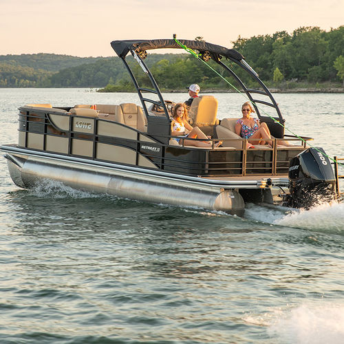 Pontoon boat com motor de popa - Retreat 250 RFL - Lowe - tri-tube / open / para esqui aquático
