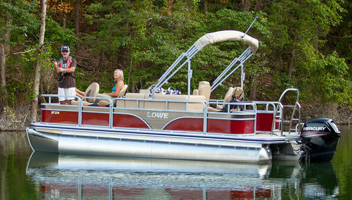 Pontoon boat com motor de popa - SF214 V - Lowe - tri-tube / open / com console lateral
