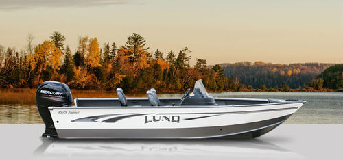 Lancha de proa aberta com motor de popa - 1875 IMPACT - Lund - com console dupla / de pesca esportiva / em alumínio