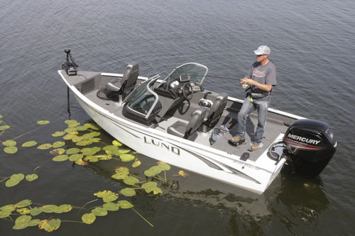 Lancha de proa aberta com motor de popa - 1650 REBEL XL - Lund - com console dupla / bowrider / de pesca esportiva