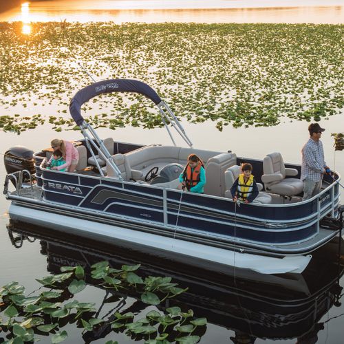 Pontoon boat com motor de popa - 220F - Ranger Boats - open / com console lateral / de pesca esportiva