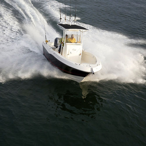 Lancha de console central com motor de popa - 200 CC OB - Striper Boats - de pesca esportiva / máx. 8 pessoas / com T-Top