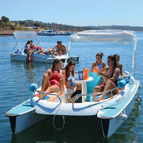 Lancha de console central catamarã - OBIBOAT - WATT & BOAT - com motor de popa / elétrica / bimotor