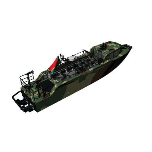 Barco profissional barco-patrulha - SHADOWHAWK 12 - KND Naval Design - com motor de centro hidrojato / em alumínio / com casco rígido