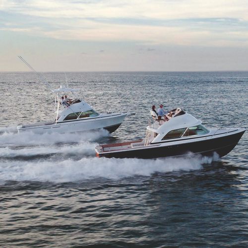 Lancha Express Cruiser com motor de centro - 35FB - Bertram - bimotor / com flybridge / de pesca esportiva