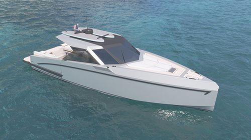 Lancha Express Cruiser com motor de centro - 42  - Alium Yachts - bimotor / com casco de planeio / com hard-top