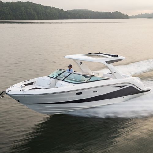Lancha de proa aberta de rabeta - SLX 310 - Sea Ray - bimotor / com console dupla / bowrider