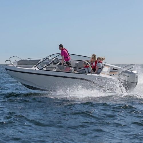 Lancha Day Cruiser com motor de popa - TIGER BR - Silver - open / com console dupla / bowrider