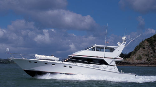 Iate a motor de pesca esportiva - MELRINI - Warwick Yacht Design - com flybridge fechado / com casco de planeio