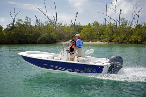 Bay boat com motor de popa - 17 DLX - Carolina Skiff - com console central / de pesca esportiva / máx. 8 pessoas
