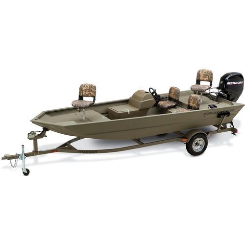 Jon boat com motor de popa - GRIZZLY® 1754 SC - Fisher - open / com console lateral / de pesca esportiva