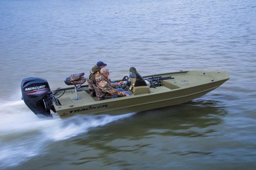 Jon boat com motor de popa - GRIZZLY® 1754 SC - Tracker - com console lateral / de pesca esportiva / em alumínio