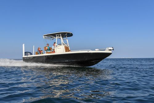 Bay boat com motor de popa - SX2550 - FAMILY BAY BOAT - Skeeter - com console central / de pesca esportiva / em fibra de vidro