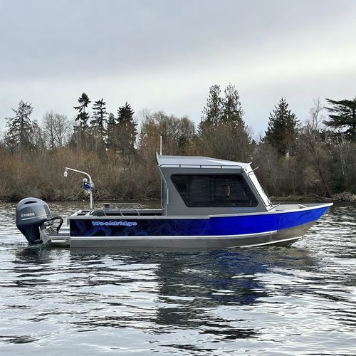 Barco de pesca-passeio com motor de popa - PYBUS OFFSHORE 21' - Wooldridge - com casa do leme / em alumínio