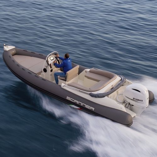 Barco inflável com motor de popa - 650 L - SCANNER - de casco rígido (RIB) / com console central / esportivo