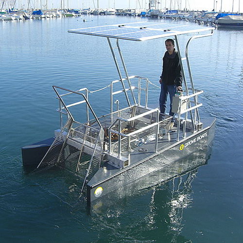 Barco profissional barco de apoio portuário - SOLAR CLEANER 400 - Grove Boats - barco de combate à poluição / catamarã / elétrico a energia solar