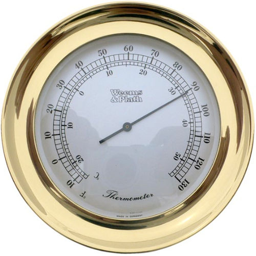 Termômetro analógico - Atlantis  - Weems & Plath - em latão polido / ºC / °F