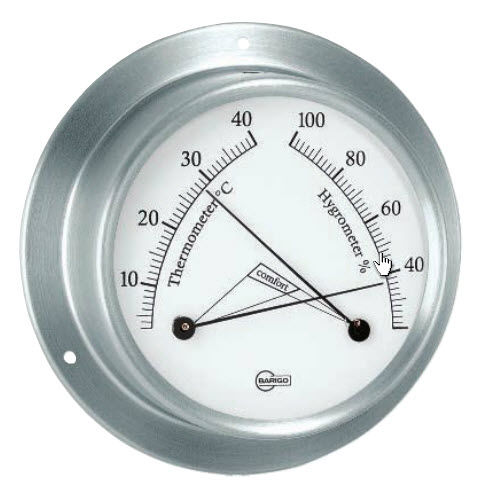 Termômetro analógico - 983RF - Barigo - higrômetro / medidor de conforto térmico / em aço inoxidável