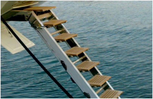 Escada para barco - Ezb-3100-30	 - Ezberci Marine - retrátil / de embarque / para plataforma