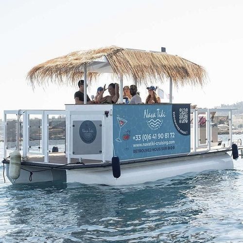 Pontoon boat com motor de popa - M600 TIKI BAR - MOGGARO ALUMINIUM YACHTS - elétrico / bimotor / máx. 8 pessoas