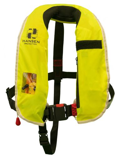Colete salva-vidas autoinflável - SeaLion Fluorescent Yellow ISO - Hansen Protection AS - 150 N / unissexo / com arnês de segurança