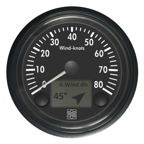 Indicador para barco - VSG12x16/N - San Giorgio S.E.I.N srl - anemômetro / analógico / preto