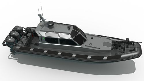 Barco profissional barco-patrulha - MRC1150 - Madera Ribs - com motor de popa / barco inflável semirrígido