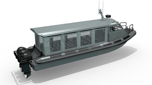 Barco profissional barco para transporte de tripulação - MRC1250  SEMI CABIN - Madera Ribs - com motor de popa / barco inflável semirrígido