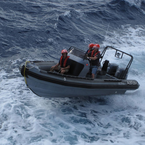 Barco profissional barco salva-vidas - 6.5 M - ASIS BOATS - com motor de popa / de fibra de vidro / semirrígido