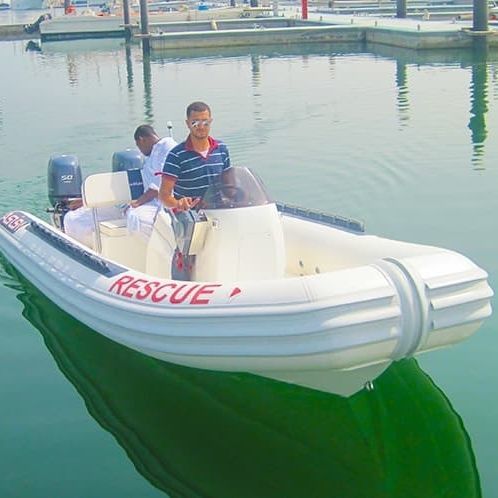 Barco profissional barco-patrulha - 5.5 M - ASIS BOATS - barco salva-vidas / com motor de popa / de fibra de vidro