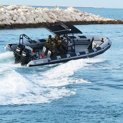Barco profissional barco-patrulha - 9.5 M - ASIS BOATS - barco salva-vidas / com motor de popa / de fibra de vidro